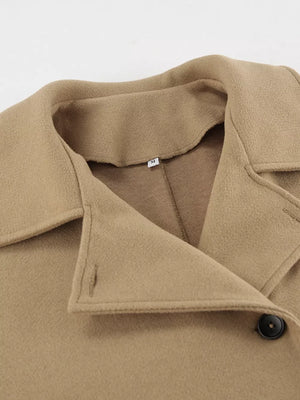 Oversized Lapel Collar Button-down Coat in Brown, view 15