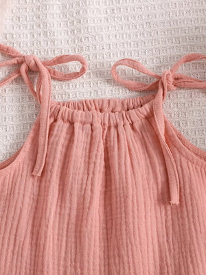 Children's Textured Cami And Shorts Set in Sea Blue, close-up detail
