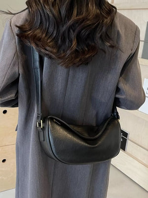 Adjustable Strap Crossbody Bag in Black, side view
