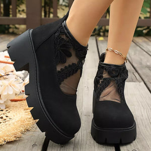 Round Toe Platform Loafers, close-up detail