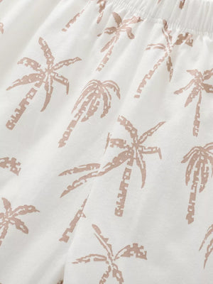 Toddler cotton blend underwear with white and tan palm print.
