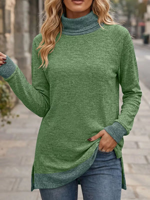 Turtleneck Raglan Sleeve T-shirt in Dark Gray with raglan sleeve