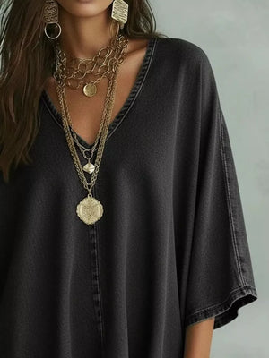 V-neck Batwing Sleeve T-shirt, model styling view