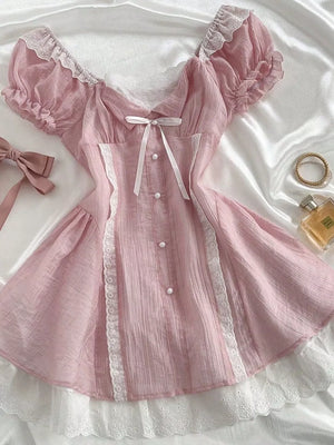 Lace Detail Cap Sleeve Mini Dress, back view