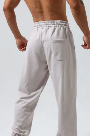 Gray joggers with elastic waistband and back pocket