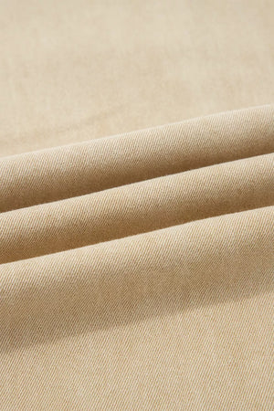 Beige denim high-waisted cropped wide-leg jeans fabric detail
