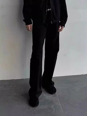 Men's black sweatpants with a relaxed fit and straight leg