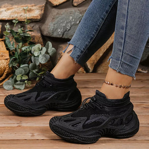 Lace Up Round Toe Sneakers in Khaki, editorial view