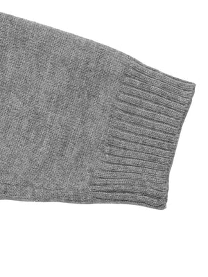 Contrast Collar Dropped Shoulder Sweater in Gray, fit detail