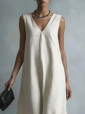 Full Size V-neck Sleeveless Maxi Dress, side view