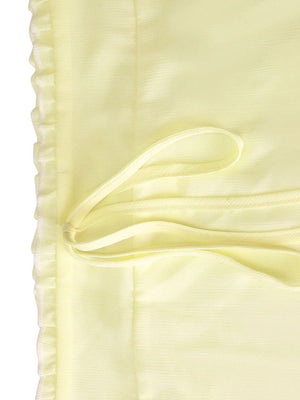 Apricot cami set with ruffled hem and tie detail.
