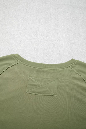 Long Sleeve Round Neck Paneling T-shirt, alternate angle