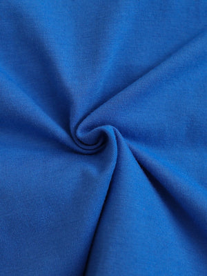 Children's blue cotton t-shirt and shorts set fabric detail
