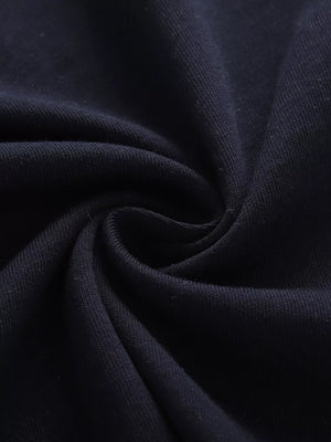 Navy blue toddler t-shirt fabric detail, showing soft cotton texture.