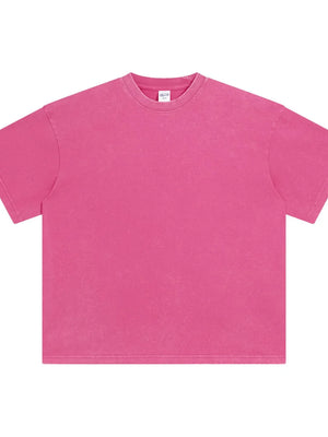 Acid wash oversized tee in hot pink with a crewneck and short sleeves.