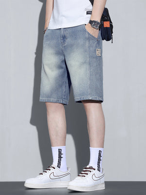 Men's Vintage Wash Relaxed Fit Denim Shorts, back view