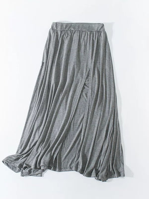 A-line Slit Maxi Skirt in Light Gray, model styling view