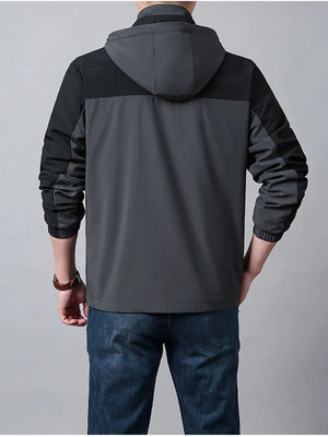 Men's Plus Size Hooded Colorblock Jacket, side view