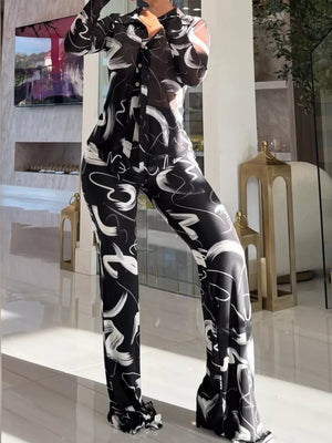 Printed Mesh Shirt And Pants Set in Sky Blue, product detail