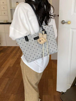Polka Dot Shoulder Bag in Gray, side view