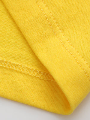 Yellow cotton t-shirt with visible stitching detail