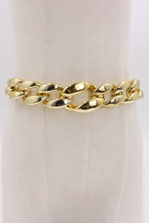 Chunky gold acrylic chain belt with large links