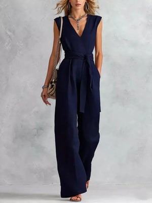 Sleeveless Wide Leg Jumpsuit, model styling view