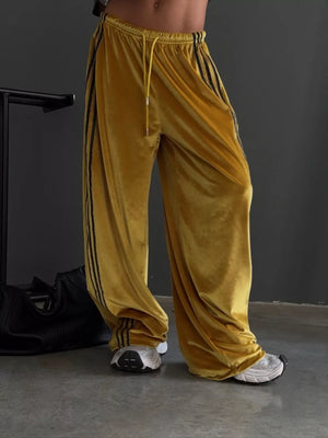 Velvet Wide-leg Pants, fabric detail