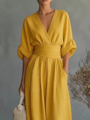 Full Size Half Sleeve Wide Leg Jumpsuit, product detail