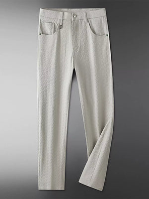 Men's Textured Straight-leg Pants in Grey, front view