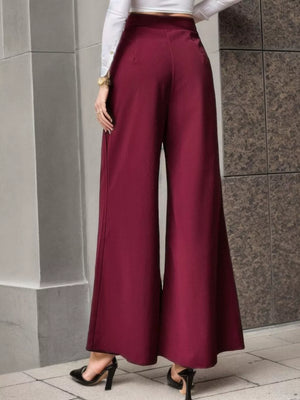 High-waisted Wide-leg Pants in Pink, back view