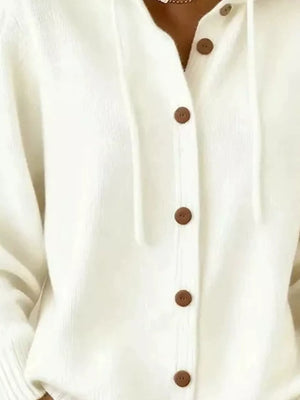 Hooded Button-up Cardigan in Pink, view 14