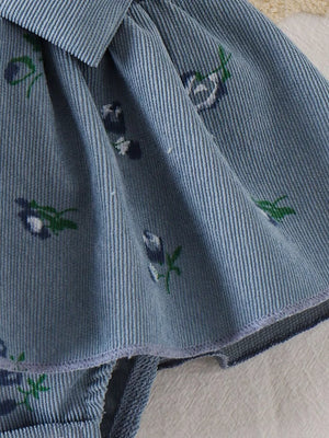Children's Ribbed Knit Dress Set in Blue, view 12