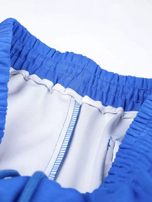 Men's Number 8 Wide Leg Capris in Blue, fabric detail