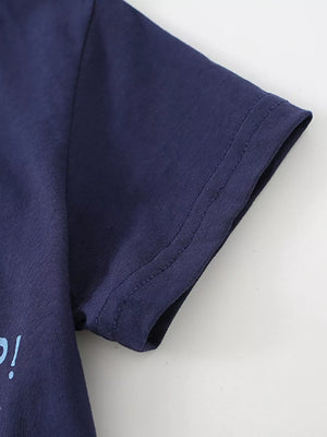 Navy cotton toddler t-shirt with playful car graphic detail