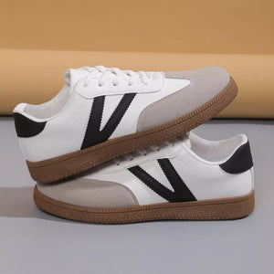 Round Toe Lace Up Sneakers in White, fabric detail