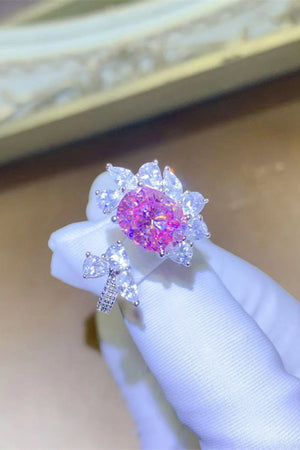 Blossom Halo Pink Crystal Ring with butterfly design and clear crystal accents.