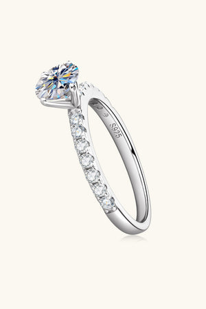 Sparkle Luxe Platinum Moissanite Statement Ring in silver, 925 sterling silver band with accent stones