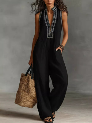 Full Size Sleeveless Wide-leg Jumpsuit Plus Size in Sky Blue, alternate angle