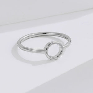 Sterling silver minimalist circle ring with a thin band.