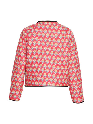 Quilted puffer jacket with floral print and contrast trim