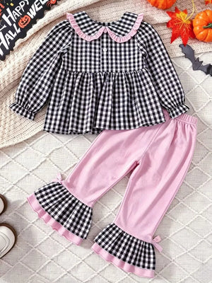 Children's Ghost Long Sleeve Top And Pants Set in Pink, back view