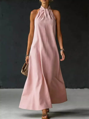 Full Size Halter Neck Maxi Dress Plus Size, back view