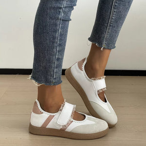 Round Toe Slip-ons in White, side view