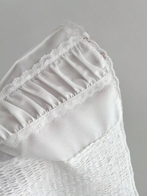 Smocked Lace Detail Cami, close-up detail
