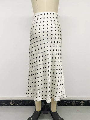 Polka Dot Midi Skirt in Orange-red, editorial view