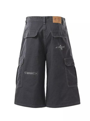 Men's Distressed Cargo Capris, fabric detail