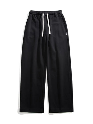 Black casual loose fit sweatpants with drawstring and pockets