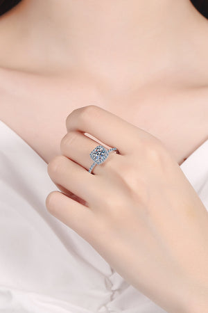 Cushion halo engagement ring in silver sterling 925 with diamond accents