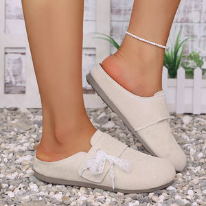 Round Toe Slip-ons in Blue, fabric detail